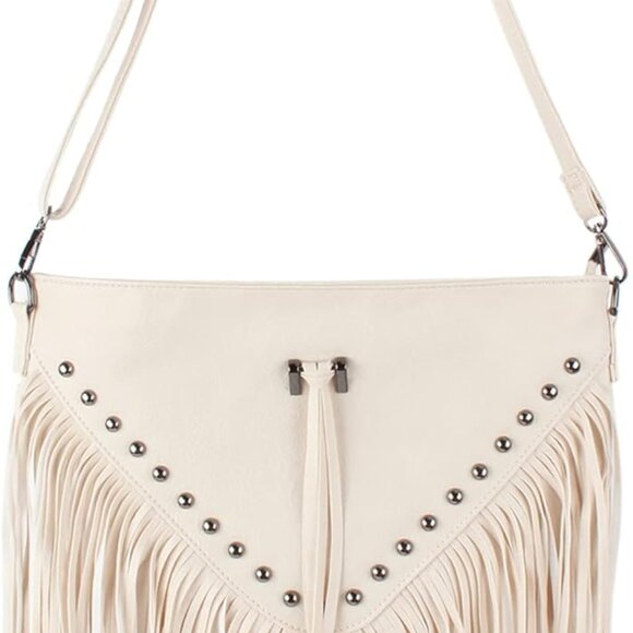 Handbags - Women’s Leather Fringe Crossbody Bag Tassel Shoulder Purse for Casual Travel Gif